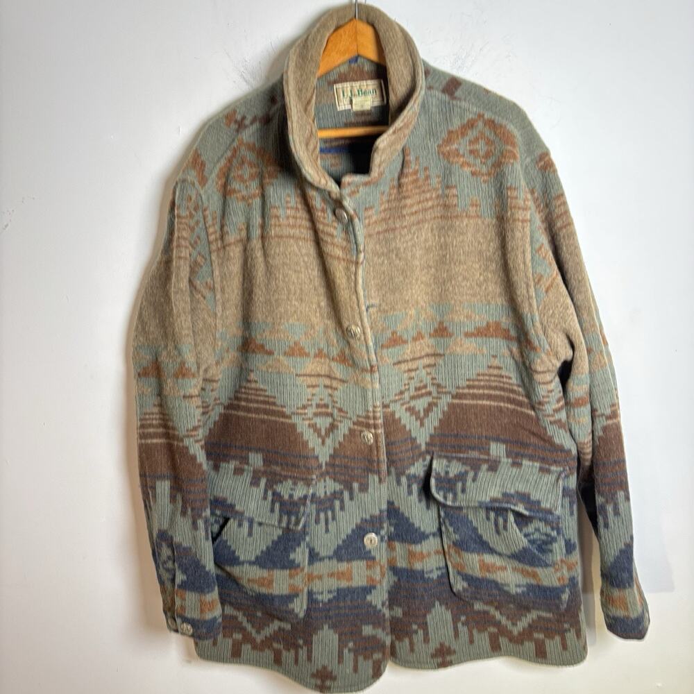 Vintage LL Bean Wool Southwestern Jacket Coat Size XXL